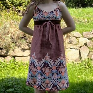 Handmade Brown Floral Y2K Children’s Summer Dress